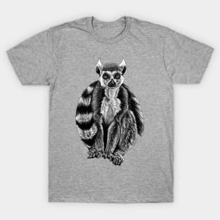 Ring-tailed lemur monkey - ink illustration T-Shirt